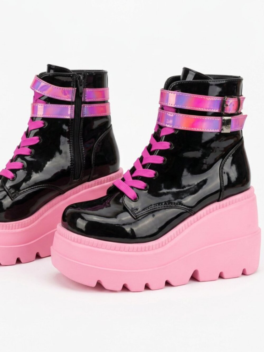 Demonia Boots Pink & Black UV size 7